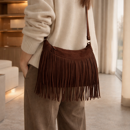 Stilvolle Schultertasche mit Fransen